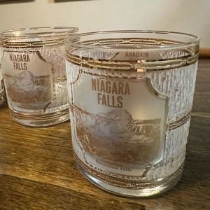 Vintage Niagra Falls Culver 22k Gold Rocks Cocktail Bar Glasses (1)